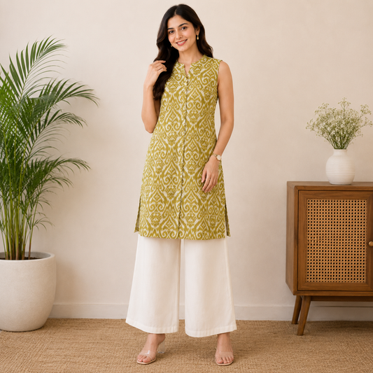 Lime Green Basic Kurti for Women | Soft Rayon Fabric | Stylish Everyday Ethnic Wear